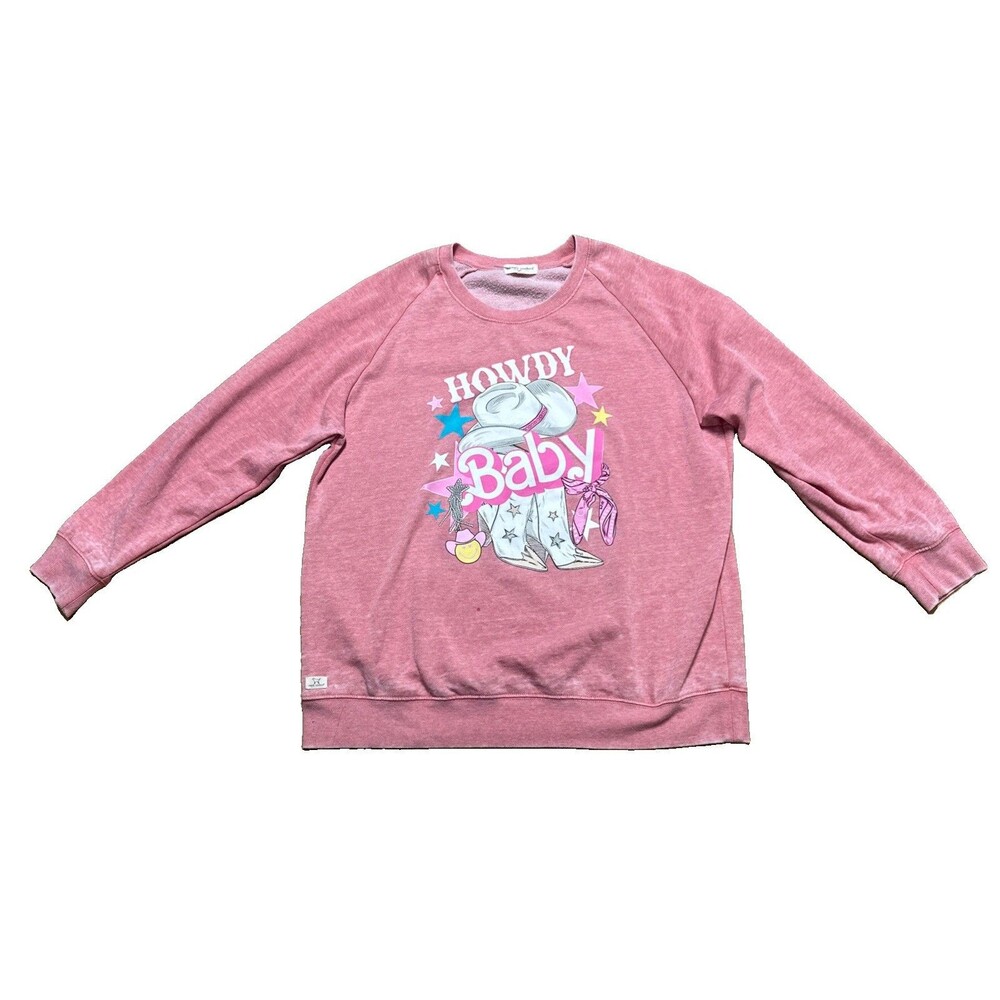 Simply Southern Pink Howdy Baby Western Barbie Inspo Crewneck Sweatshirt XL